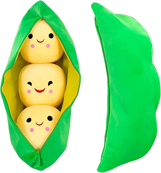 Giant Peas in A Pod Plush Toy Pea Pod Pillow Cute Pea Stuffed Toys Plant Doll Various Sizes (Yellow Beans,35.4''/90cm)