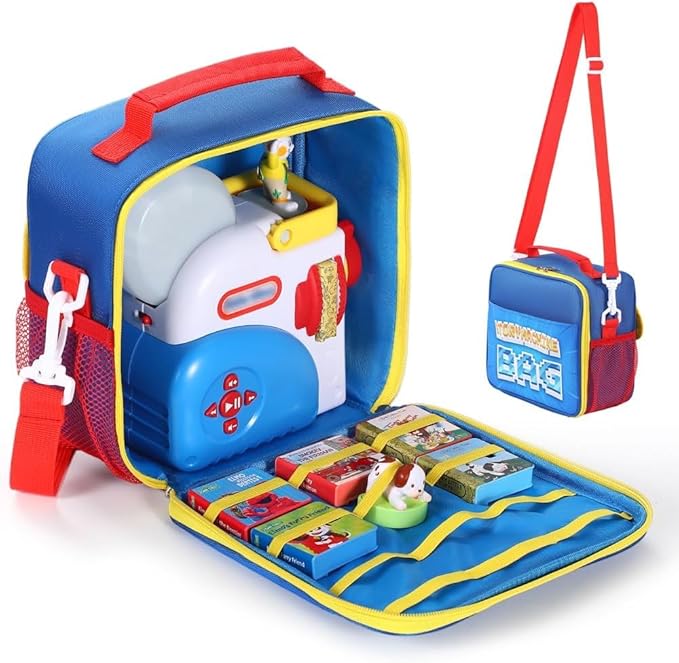 Handle Bag Carrying Case Compatible for Little Tikes Story Dream Machine Books Starter Set Storage Bag Accessories for Little Tikes Storybook Audio Play Collection Bag with Strap (Blue)