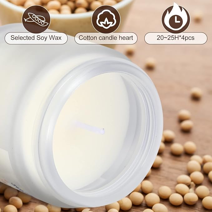4 Pcs Christmas Scented Candles Gift Set 3.38 oz Mini Soy Wax Xmas Fresh Aromatherapy Holiday Jar Candle Gifts Christmas Tree Cookies Candy Cane Snowman Scent for Women Men