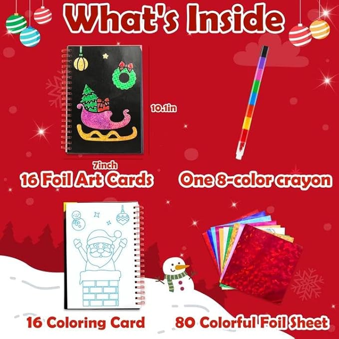 FUNNYB&G Foil Art Crafts for Kids Ages 4-8: Valentines Crafts for Kids 2026,Birthday Gift for Girls,Art and Crafts Supplies,Party Favors,Creative Toys for Girls Boys 4 5 6 7 8 9 Years Old(Christmas)