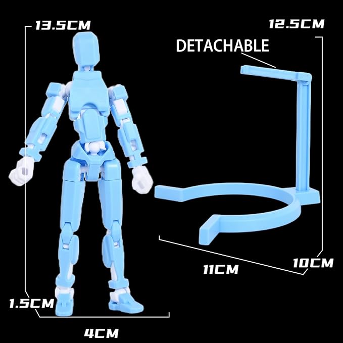 Creative Action Figure with Pose Stand,Building Toy Sets,3D Robot,Lucky Puppet Joints for Boys,Girls,Men,Women,Multi-Jointed Moveable Dummy Desk Decoration,Desktop Ornament for Game Lover (Bluey)