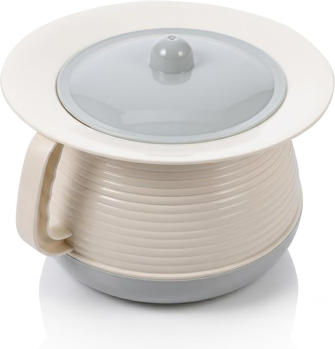 POPETPOP Elder Chamber Pot with Lid and Handle Thickened Portable Spittoon Urine Pot for Adults and Kids Durable Household Commode Bucket 8.26X8.26X5.11In