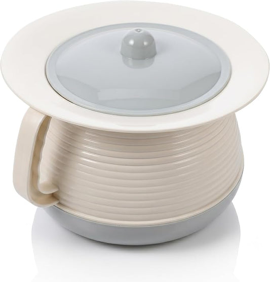 POPETPOP Elder Chamber Pot with Lid and Handle Thickened Portable Spittoon Urine Pot for Adults and Kids Durable Household Commode Bucket 8.26X8.26X5.11In