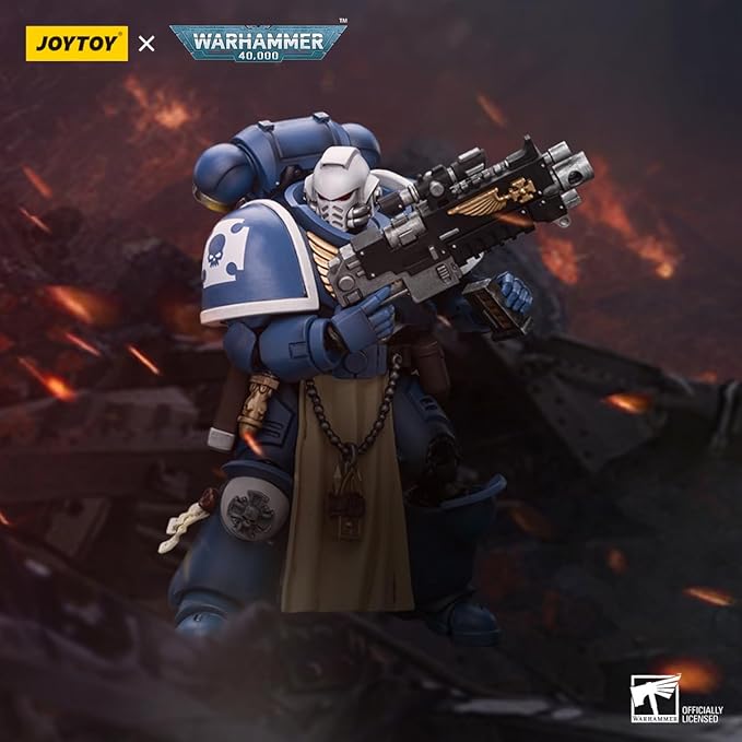 YIZRIO JoyToy Warhammer 40K Ultramarines Sternguard Veteran with Bolt Rifle 1:18 Scale Action Figure Mecha Joy Toy Collection Model 4.76 inch