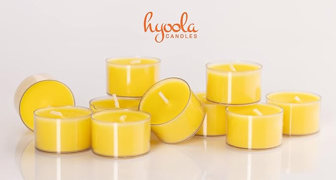 Hyoola Tealight Citronella Candles Outdoor, 8 Hour Burn Time - Indoor and Outdoor Mosquito, Insect and Bug Repellent Citronella Candle, Natural Fresh Scent, Decorative in Clear Cup (Pack of 80)