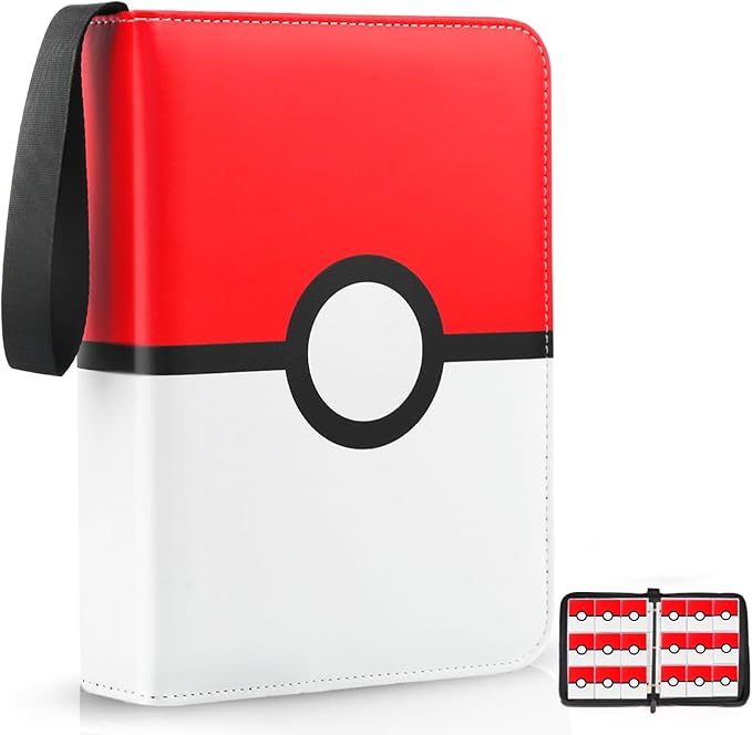 900 - Pockets Trading Card Binder with Removable 50 Sleeves, Card Collector Album with Zipper, Portable Card Holder Book Fits Sports Card, Game Card - Red