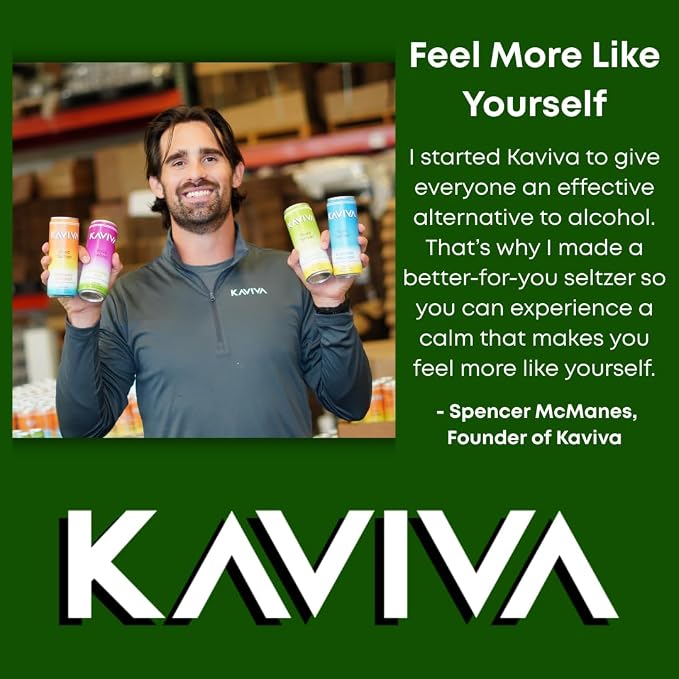 Kaviva | Kava & Seltzer | Relaxation Drink | 50 calories | All Natural | Non-ALC Functional Beverage | Refreshing Alternative | Clean Ingredients