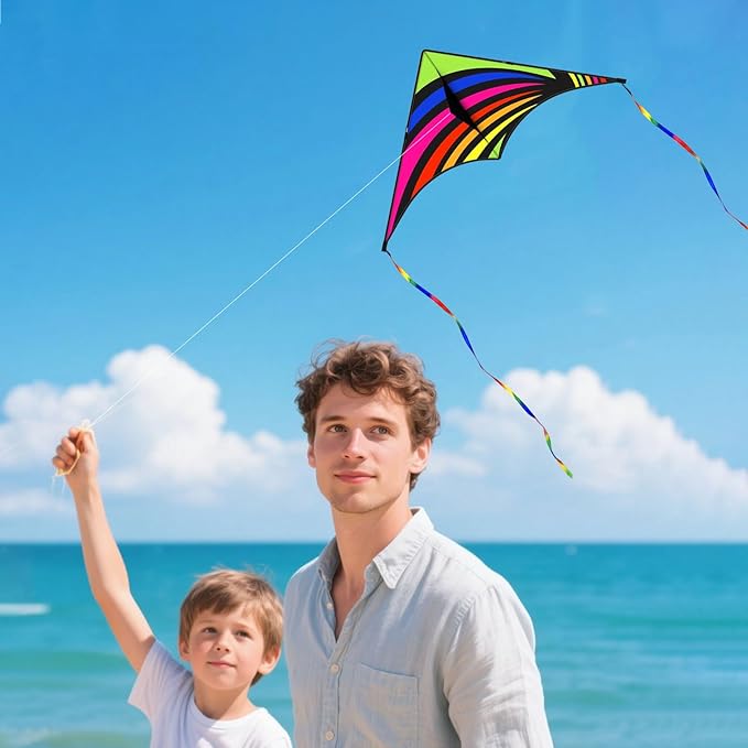 Kites for Kids and Adults, Easy to Fly for Beach, Single Line Kite Set for Beginners