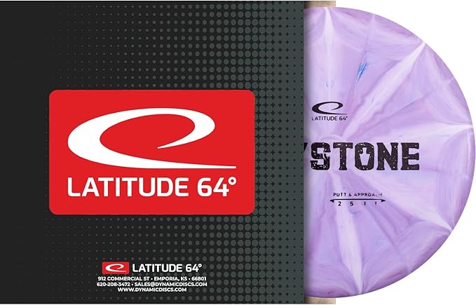 Latitude 64 Retro Burst Keystone Disc Golf Putter, Interactive Family Outdoor Games, Men and Women Frisbee Golf Putt & Approach Disc, 175g+, Stamp Shade of Disc Color & Burst Pattern May Vary