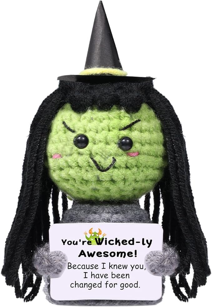 AICase Wicked Merch Wicked Dolls Elphaba Glinda Gifts Wicked Witch of The West Crochet Funny Positive Wicked Gifts Emotional Support Nuggets Gifts Handmade Cheer Gifts for Women/MoM Men Birthday