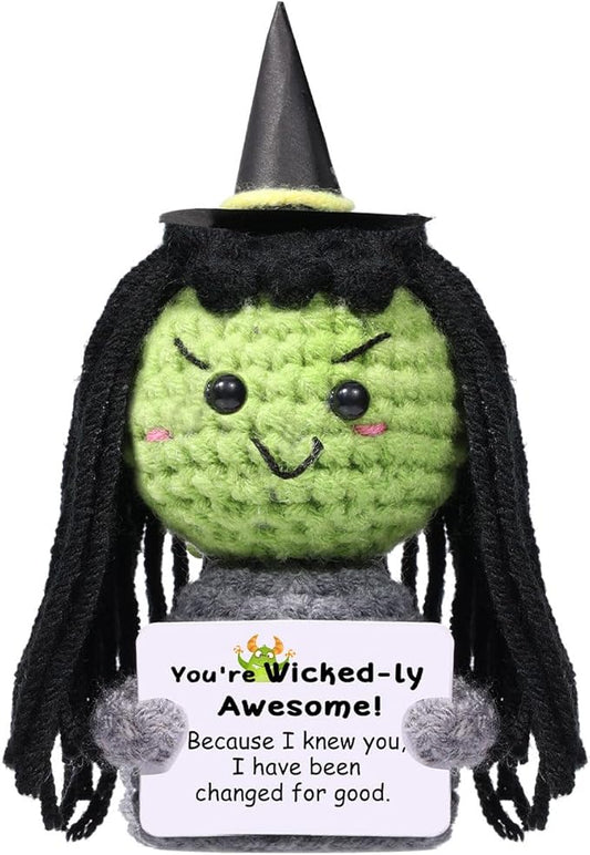AICase Wicked Merch Wicked Dolls Elphaba Glinda Gifts Wicked Witch of The West Crochet Funny Positive Wicked Gifts Emotional Support Nuggets Gifts Handmade Cheer Gifts for Women/MoM Men Birthday