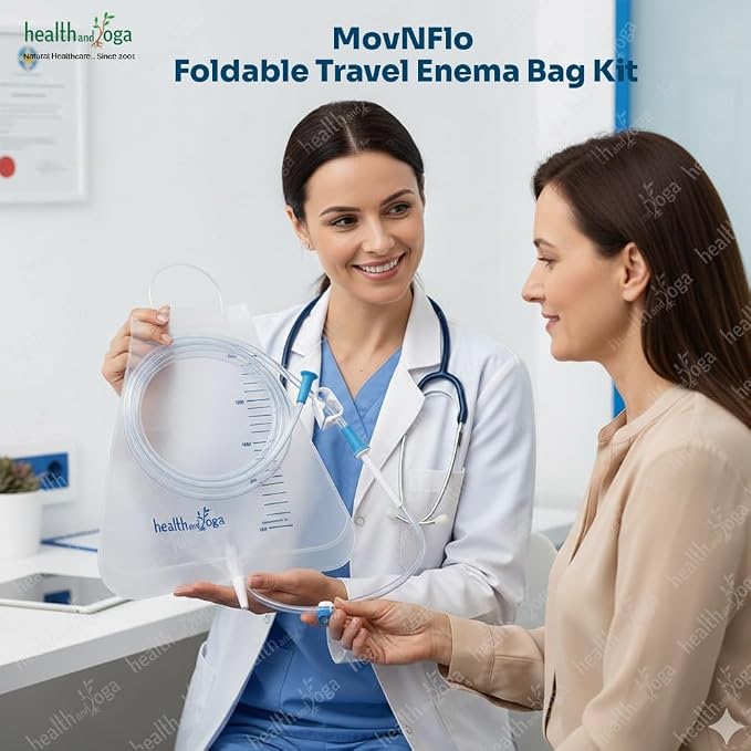 MovNFlo Super Economical Enema Bag Kit (2 Quart) - BPA and Latex Free - Foldable and Compact - Travel Compatible for Fleet Enema Anal Douche (1 Count (Pack of 1))