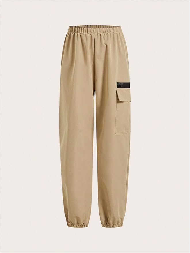 GORGLITTER Boy's Cargo Pants Casual 2 Piece Elastic Waist Hiking Going Out Khaki Pants Joggers with Pockets Clothes