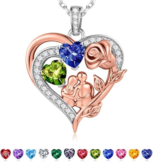 Iefil Valentines Day Gifts for Her - 925 Sterling Silver Birthstone Necklace for Women, Anniversary Birthday Gifts for Wife Girlfriend Mom