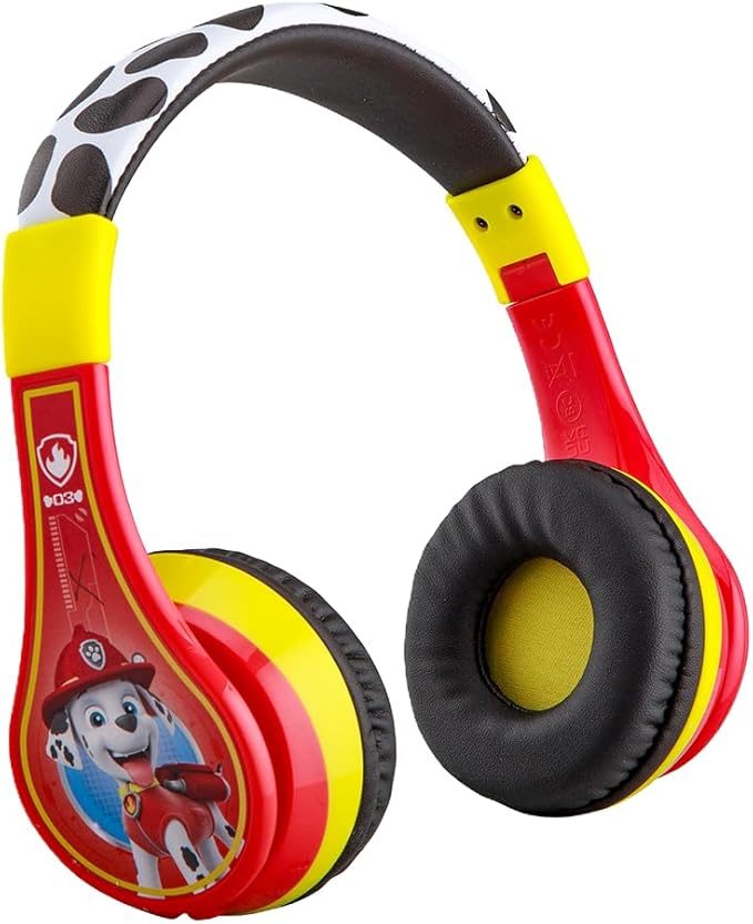 eKids Paw Patrol Marshall Bluetooth Headphones for Kids, Wireless Headphones with Microphone Includes Aux Cord, Earphones for School, Home, or Travel (Paw Patrol Marshall)