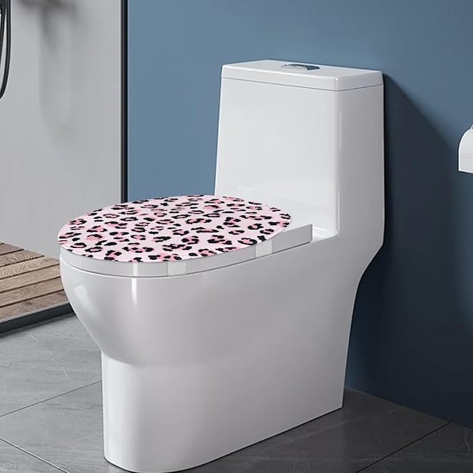Leopard Print Toilet Seat Covers for Bathroom Pink Leopard Print Toilet Seat Cushion Cover Replacement for Bathroom Decor Machine Washable Toilet Lid Cover Elongated,Easy to Clean