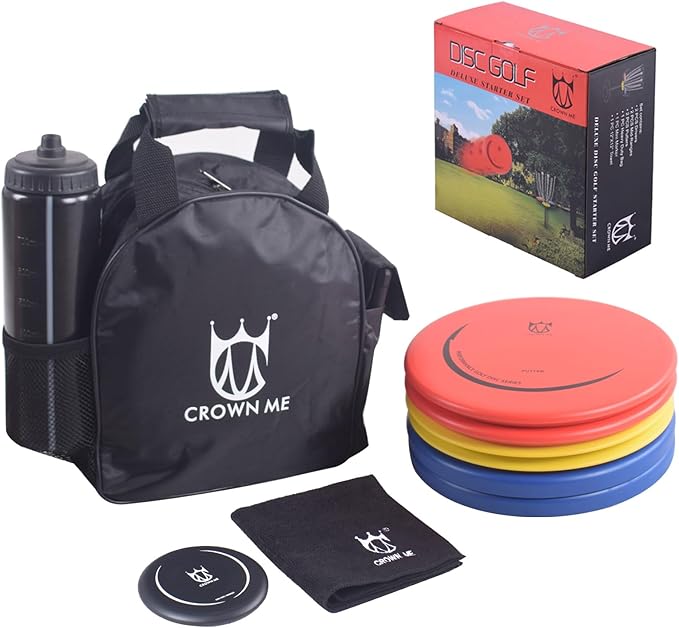 Disc Golf Set, Includes 1pc Bag with Water Bottle Pocket and Accessory Pocket, 2 Drivers, 2 Mid-Ranges, 2 Putters, 1 Mini Disc Marker and 1 Towel