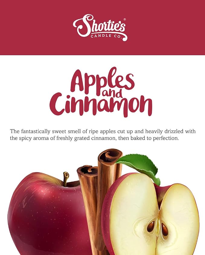 Shortie's Candle Company Apples & Cinnamon Premium Wax Melts 4 Pack - 12 Oz., Strong & Long Lasting, Non-Toxic - Made with Essential & Natural Oils - Formula 117