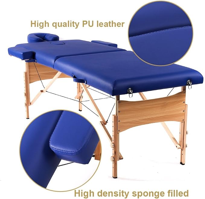 BestMassage Massage Bed Portable Massage Table 28 inch Wide Lash Bed Height Adjustable 2 Folding Spa Table with Non-Woven Bag for Spa Footmassage Facial CareSpa Tattoo