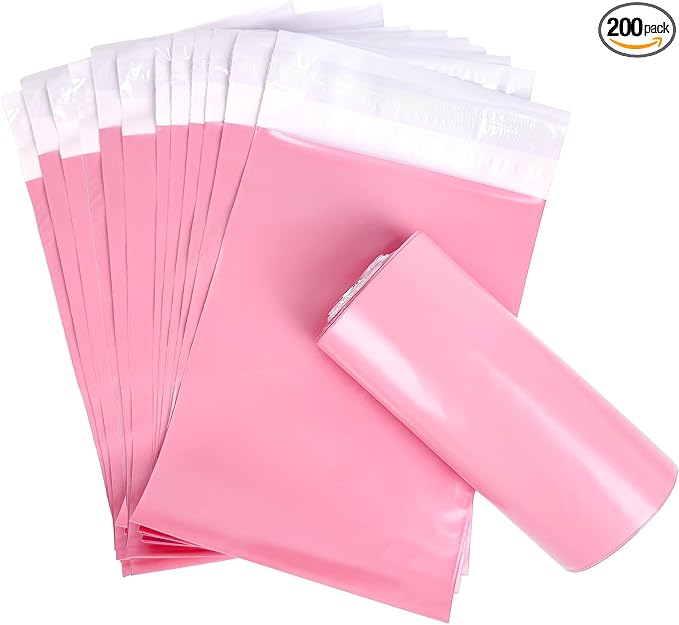 Disposable Sanitary Bags, 200 Pcs, Pink, Self-sealing, Odor-proof, Rectangular, Plastic, 10" x 6" Bags for Feminine Hygiene, Personal Waste, or Pet Waste