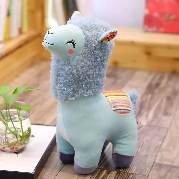Llama Stuffed Animal Cute Alpaca Plush Toy 10 inch for Girls Boys (Alpaca yinghua Blue)