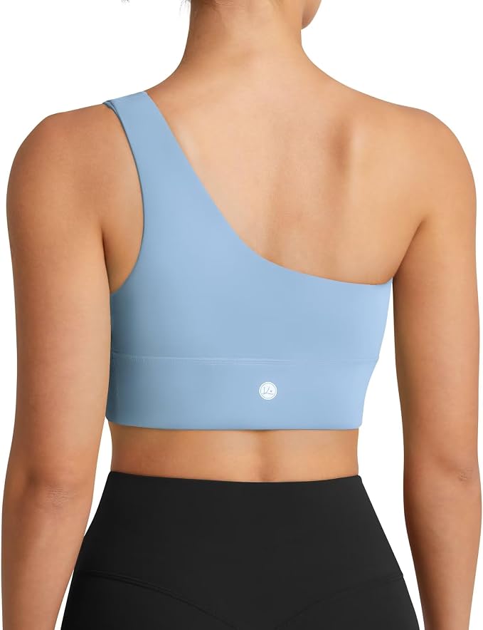 Queenie Ke Womens One Shoulder Sports Bra Left Side Strap Yoga Bras Gym Training Workout Crop Tops