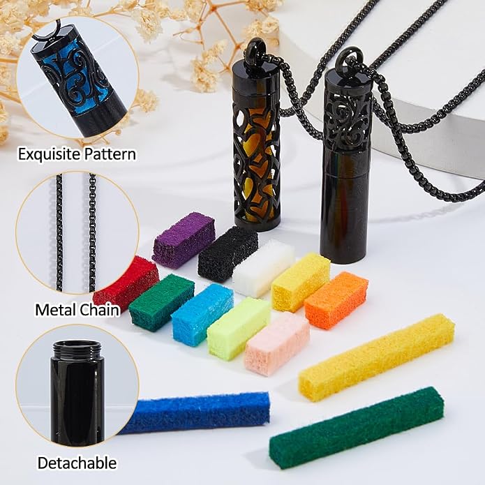 SUPERFINDINGS 2 Styles Essential Oil Necklaces Perfume Pendant Necklaces with 20 Felt Pads Diffuser Locket Necklace Essential Oil Jewelry Gift Oil Pendant Aromatherapy for Christmas Birthday