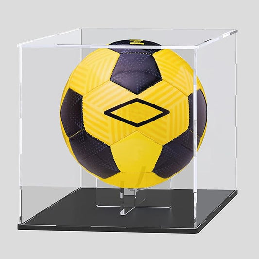 Acrylic Display Case with Detachable Ball Stand, Compatible with Full Size Football, Dustproof Display Box for Exclusive Collectible Sport Memorabilia