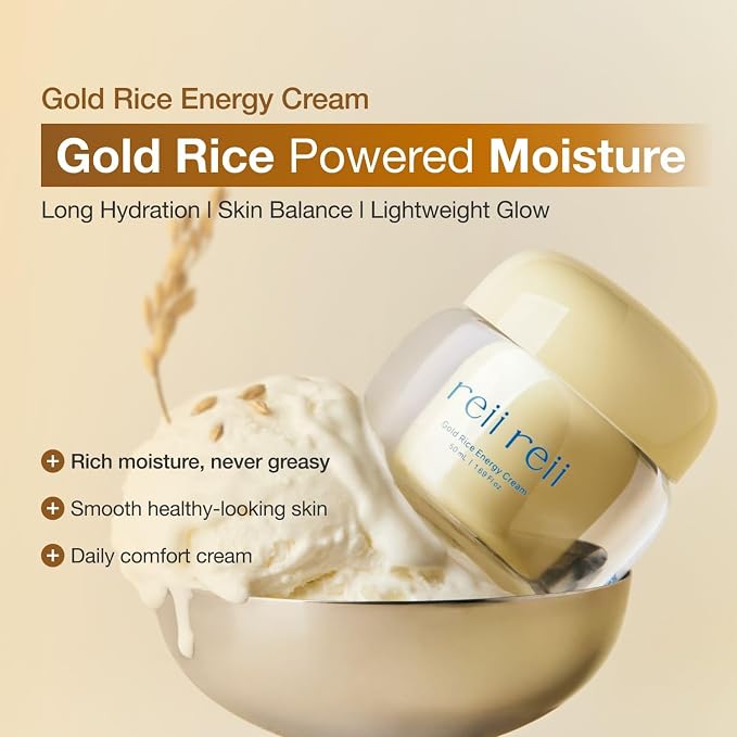 Gold Rice Energy Cream – Heritage Golden Rice Formula for Deep Hydration & Radiant Glow | Vegan Moisturizer with Peptide & Hyaluronic Acid, Korea Skincare(1.69 fl.oz / 50ml)