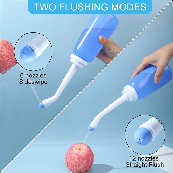 Handheld Personal Bidet Bottle, Bottle for Gentle Postpartum Care and Cleansing, Feminine Care， Personal Perineum Cleansing, 350Ml Portable Travel Bidet（Blue）, Resistant to 100ºC, Bonus Bag