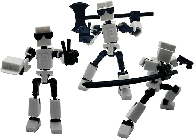 (Assembly Completed) 3D Printed 6.65-inch Action Figure Mini-13, Full Body Mechanical Movable Toy, Multiple Accessories, Desk Decoration, Creative Gifts (White)