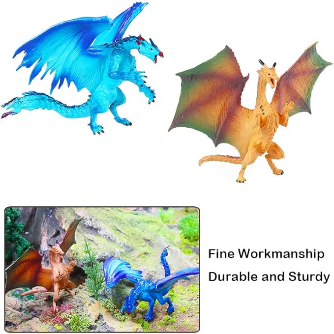 12 Pcs Mini Dragon Figurine Kit 3 Inch Realistic Hand Painted Dragon Models Plastic Magic Dragon for Birthday Party Favors Cupcake Toppers