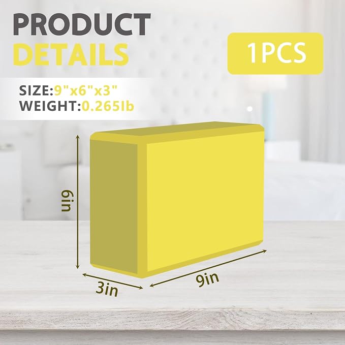 9"x6"x3" Yoga Blocks, Soft Non-Slip Surface Premium Foam Blocks, Supportive, Lightweight, Odor Resistant, Yoga Accessories for Pilates Meditation General Fitness Stretching Toning