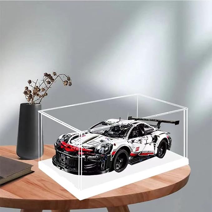 Side Opening Door Clear Acrylic Display Case-Assemble Countertop Box with White Base,Dustproof Protection Showcase for Action Figures Toys Collectibles (30x20x20cm/12x8x8inch)