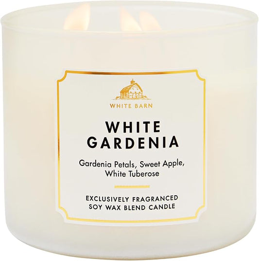 Bath & Body Works White Gardenia 3-Wick Candle - Scented Candle for At-Home Use - Long-Lasting, Room-Filling Fragrance - High Fragrance Oil Concentration - Soy Wax Blend