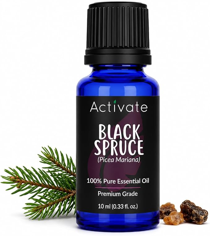 Black Spruce Essential Oil (Picea Mariana), 100% Pure Premium Grade, Steam Distilled Essential Oil for Diffusers, Aromatherapy, Massage, DIY Soap, Candle Making, Home Fragrance & Craft Projects, 10 mL