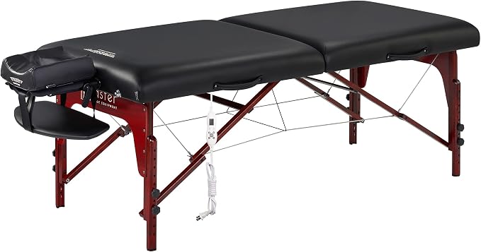 Master Massage 31" Montclair™ Portable Massage Table Package with Therma-Top® - Adjustable Heating System, Shiatsu Cables, & Reiki Panels! (Black)
