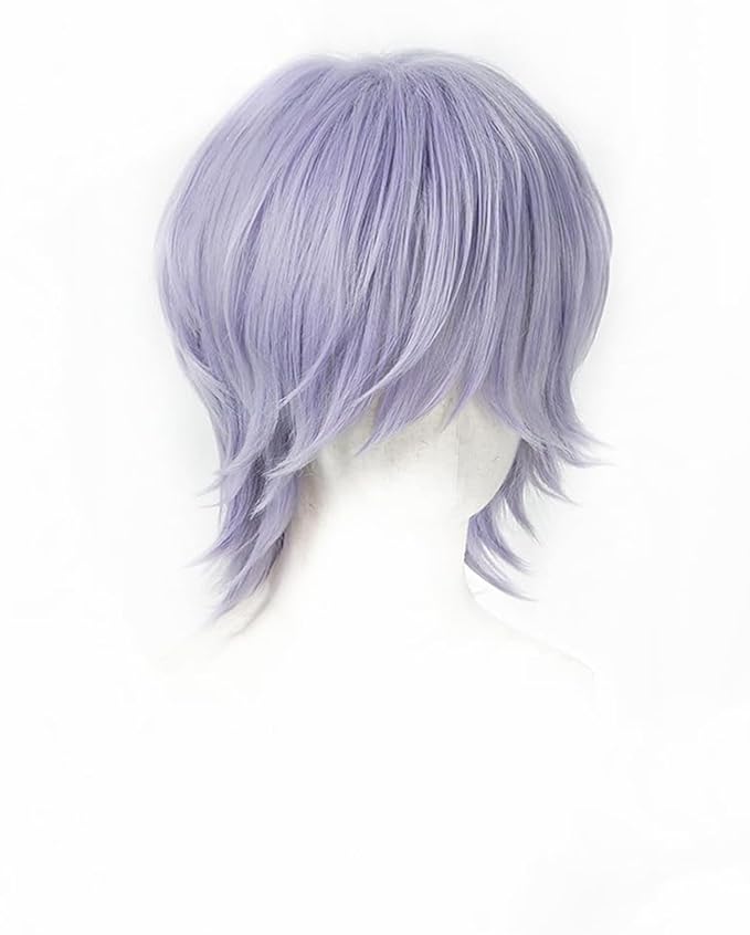 Anime Cosplay Wig Light Purple Men's Short Hair Halloween Party Costume Wigs