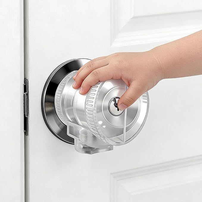 Door Knob Safety Self-locking Cover for Kids,Prevent Childproof Opening,Easy Install&Use,Child Safety Guards & Locks for Standard Round Knobs,1 Pack,