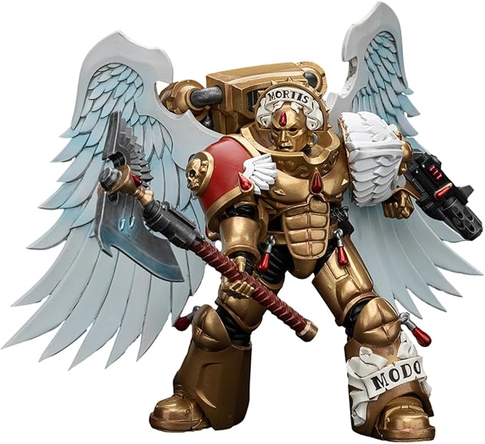 JOYTOY Warhammer 40K 1/18 Action Figures, Blood Angels Sanguinary Guard with Encarmine Axe and Inferno Pistol for Collectors & Decor, Ideal Gift for Christmas, Character Figure - JT7172
