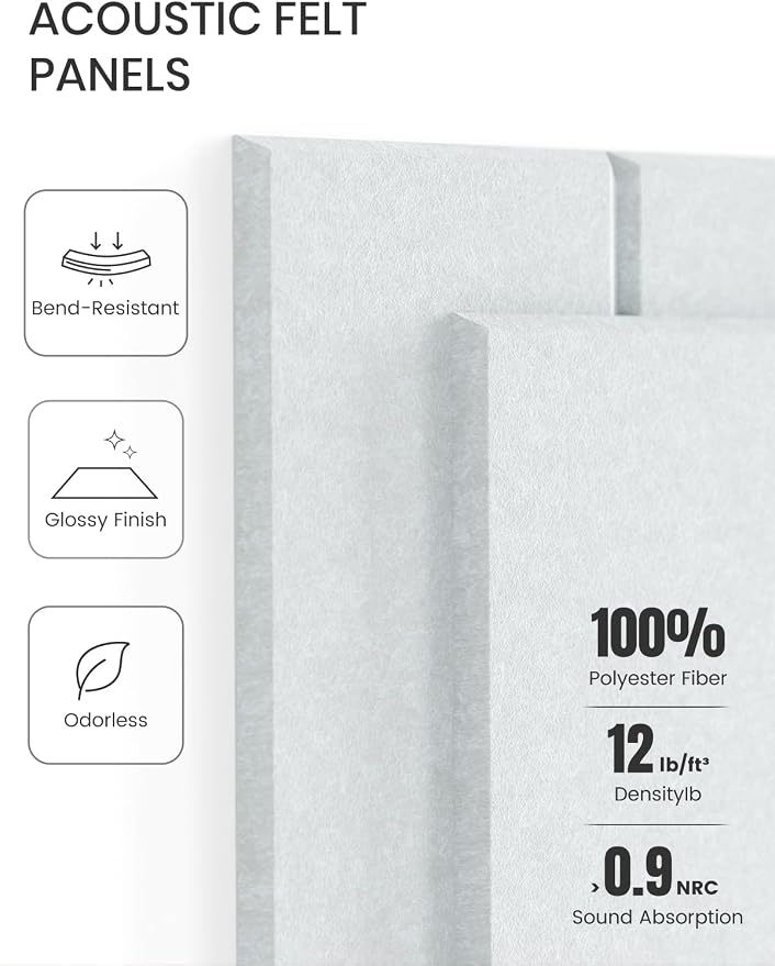 Fluxynara 36" x 24" Large Felt Bulletin Board, Cold White | 6 Pack Cork Board Alternative with 30 Safe Adhesive Tabs, Felt Pin Boards for Wall Decor, Home, Office, Classroom, Dorm