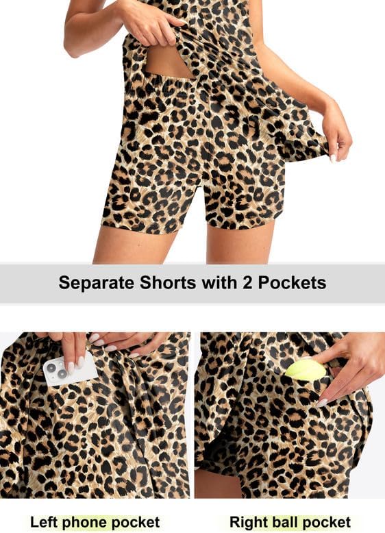 Viodia Women's Tennis Golf Dress with Shorts | Active, Exercise, Workout, Sports, Athletic, Dresses for Women, with Zipper Pockets
