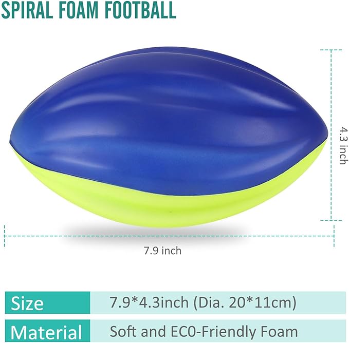 8.5" Foam Spiral Football PU Coated High Density Soft Balls, Set of 3, for Kids Sports Training Practice Indoor Outdoor Play