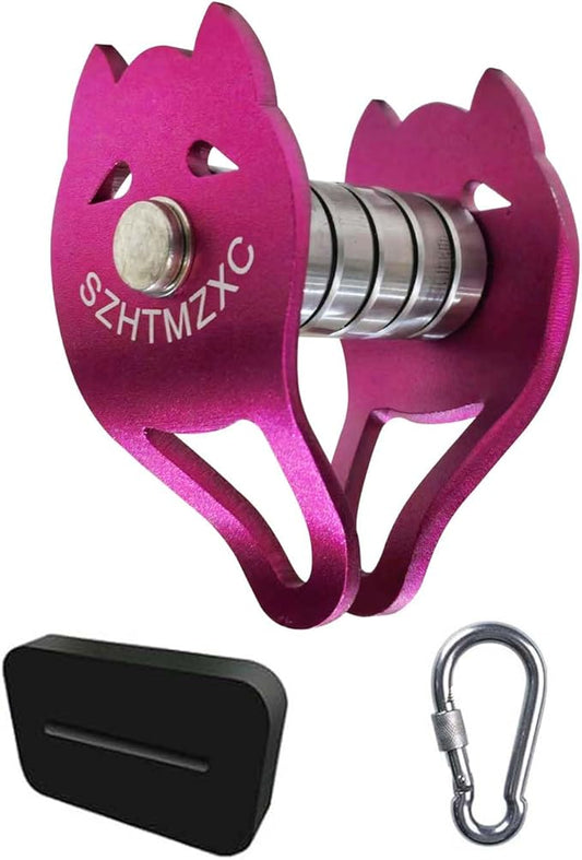 Zipline Pulley Dog Kits, Ninja Slackline Slider, Smooth and Silky, Zipline Brake Stopper for Slackline Zip line, Quick Setup for Kids Backyard Outdoor Playground Fitness Equipment