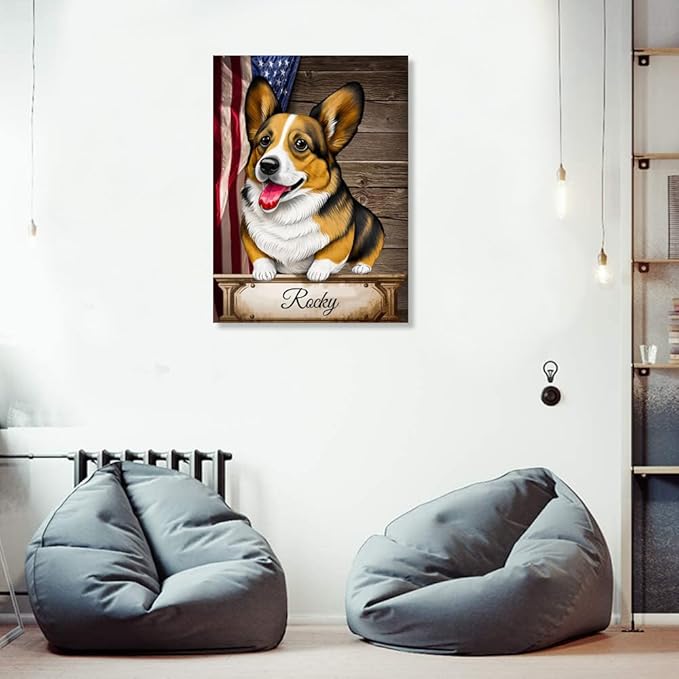Custom Wooden Jigsaw Puzzles with Your Dog's Name on Cardigan Welsh Corgi Art Print - 300 500 1000PCS Puzzles Game and Home Wall Decor