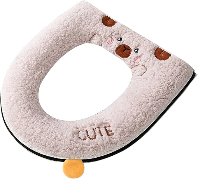 Cartoon Toilet Seat Cover, Plush Warm Soft Easy Installation Easy Winter Toilet Seat Cover for Home Bathroom
