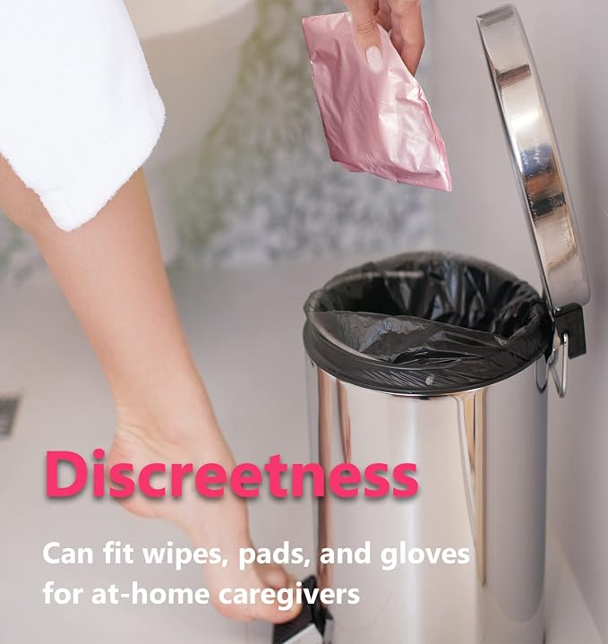 Sanitary Napkin Disposal Bags - Block Odors, Great Adhesion, Feminine Hygiene Disposal Bags for Tampons and Pads Pink 100Pcs
