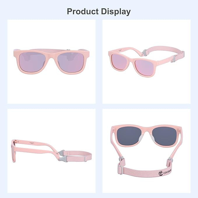 COCOSAND Flexible Baby Sunglasses with Strap Polarized UV Protection for Toddler Infant Newborn Boy Girl Age 0-24 Months