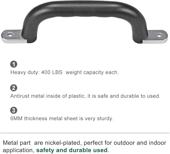 Dolibest 9.64'' Safety Handles, Non-Slip Swing Set Grips for Playset, Climbing Frame, Play House, Indoor Monkey Bars & Treehouse Accessories, Black (8Pack)