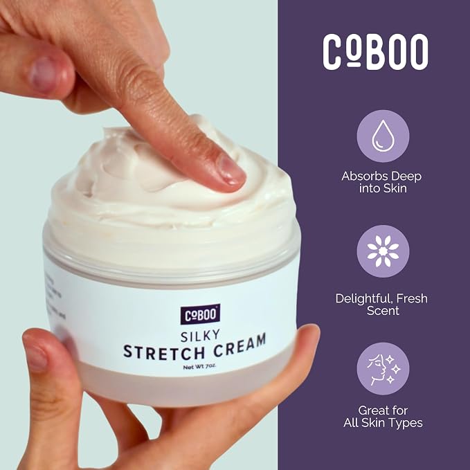 CoBoo Silky Stretch Cream | Maternity Stretch Mark Cream for Pregnancy | Paraben Free 7oz Formula to Reduce Stretch Marks & Improve Skin Elasticity | Refreshing Scent